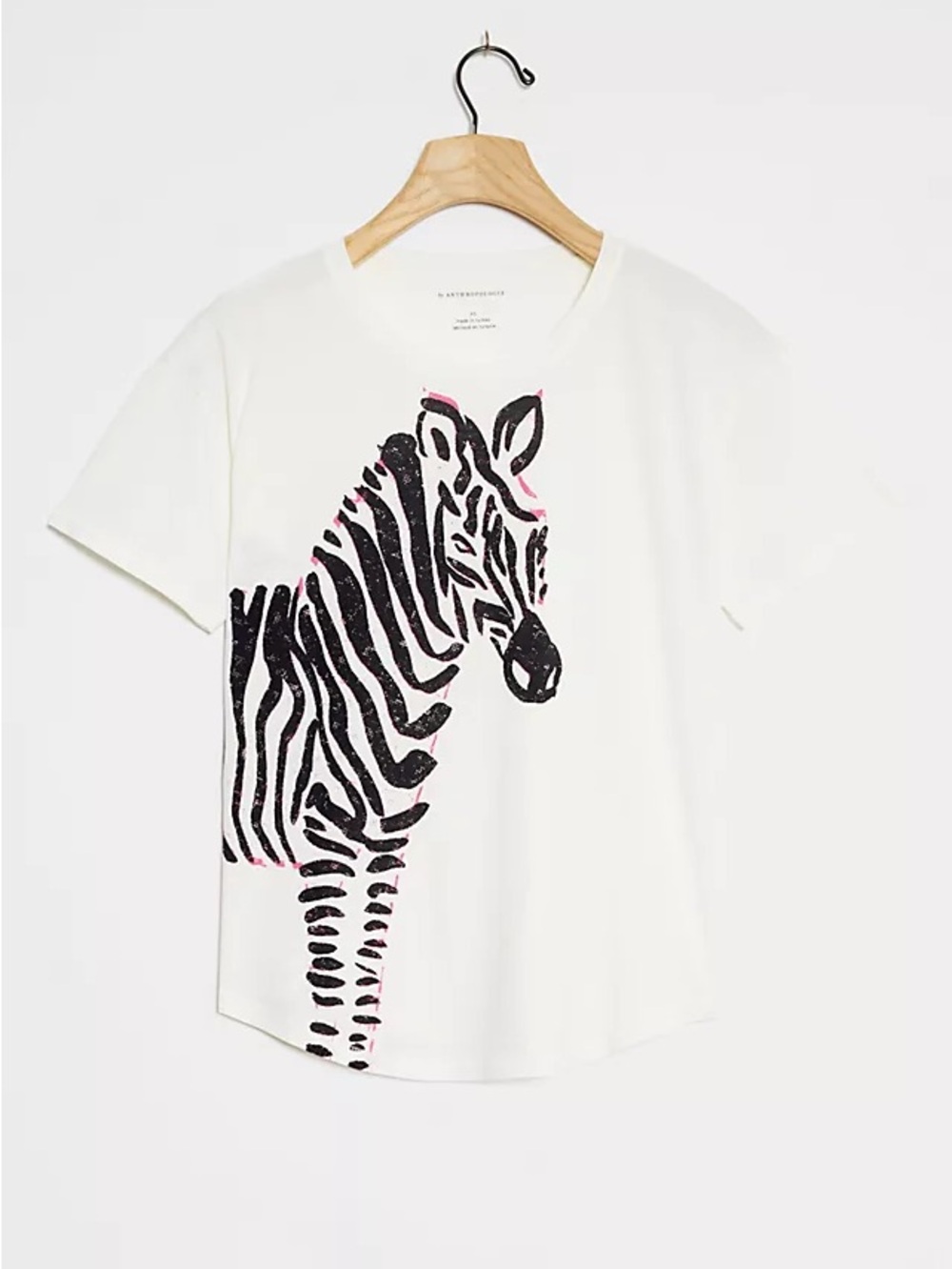 ANTHROPOLOGIE NWT M Jesamyn Zebra Graphic Tee • Artsy Whimsical Safari Top
